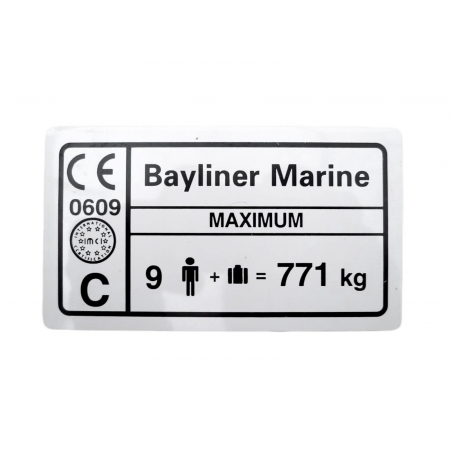 Tabliczka Znamionowa Bayliner 9 os. 771 kg