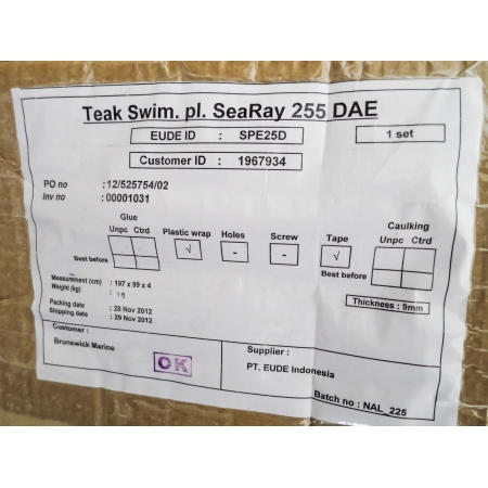 Podłoga Teakowa Platforma Sea Ray 255 DAE