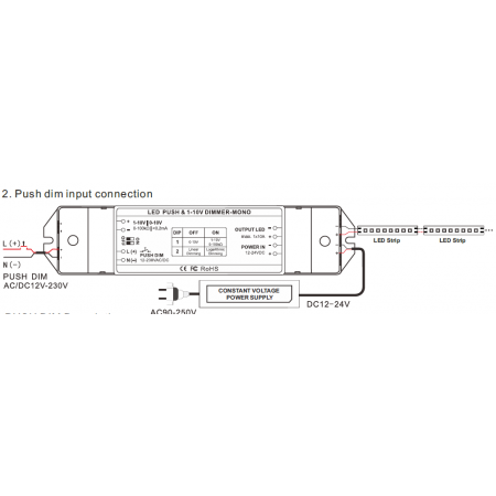 Ściemniacz / Sterownik LED 12/24h 10A Push Dimmer PWM NAVIX #BC-331-10A