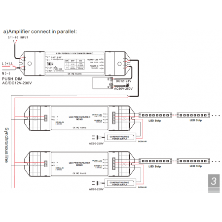 Ściemniacz / Sterownik LED 12/24h 10A Push Dimmer PWM NAVIX #BC-331-10A