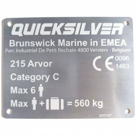 Tabliczka Znamionowa Quicksilver 215 Arvor