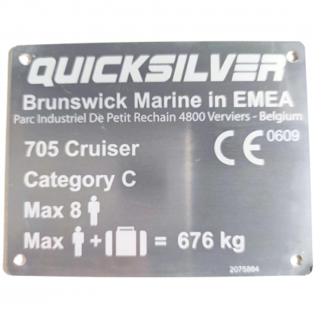 Tabliczka Znamionowa Quicksilver 705 Cruiser