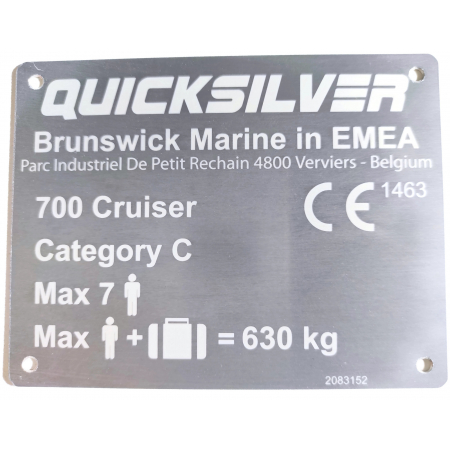 Tabliczka Znamionowa Quicksilver 700 Cruiser