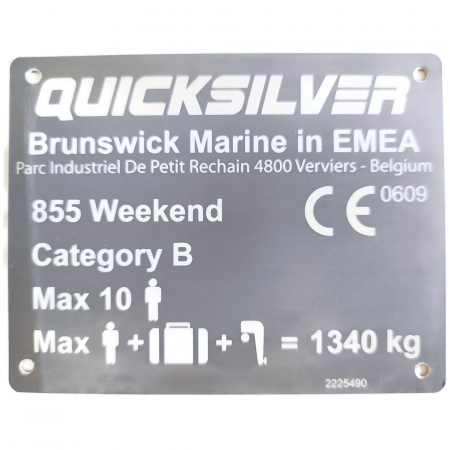 Tabliczka Znamionowa Quicksilver 855 Weekend